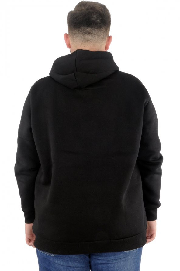 Mode XL Erkek Sweatshirt Kapşonlu Strong 22562 Siyah - 2