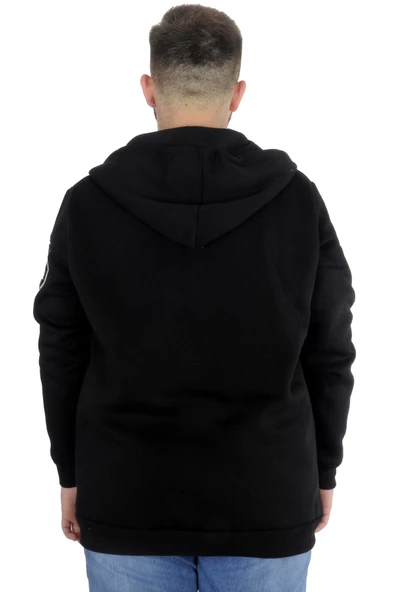 Mode XL Erkek Sweat Kapşonlu Fermuarlı You Earn 22521 Siyah - 2