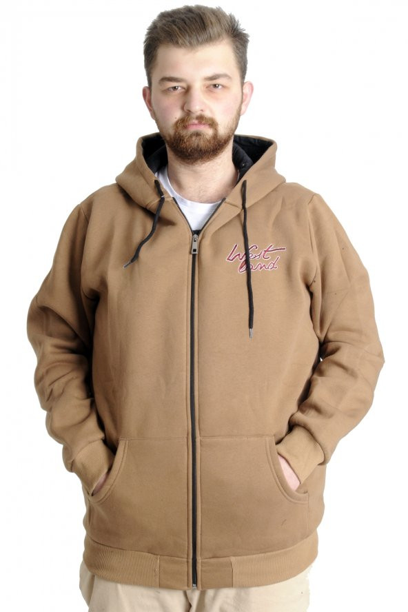 Mode XL Erkek Sweat Kapşon West Lamb 22524 Sütlü Kahve