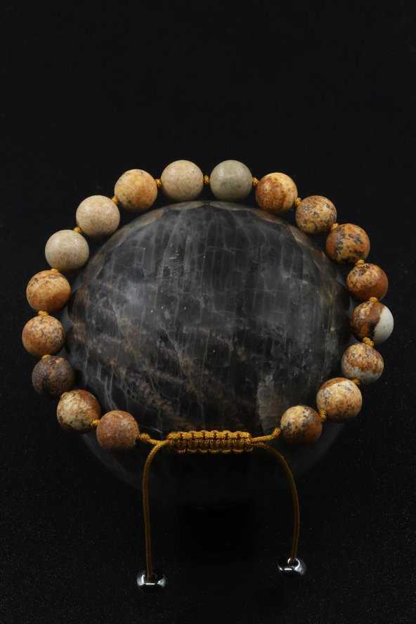 Picture Jasper Doğal Taş Makrome Örme Bileklik ürün görseli 1