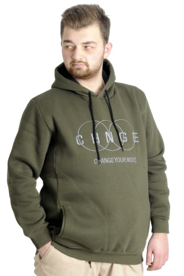Mode XL Erkek Sweat Kapşon Kuplu CHNGE 22518 Haki - 3