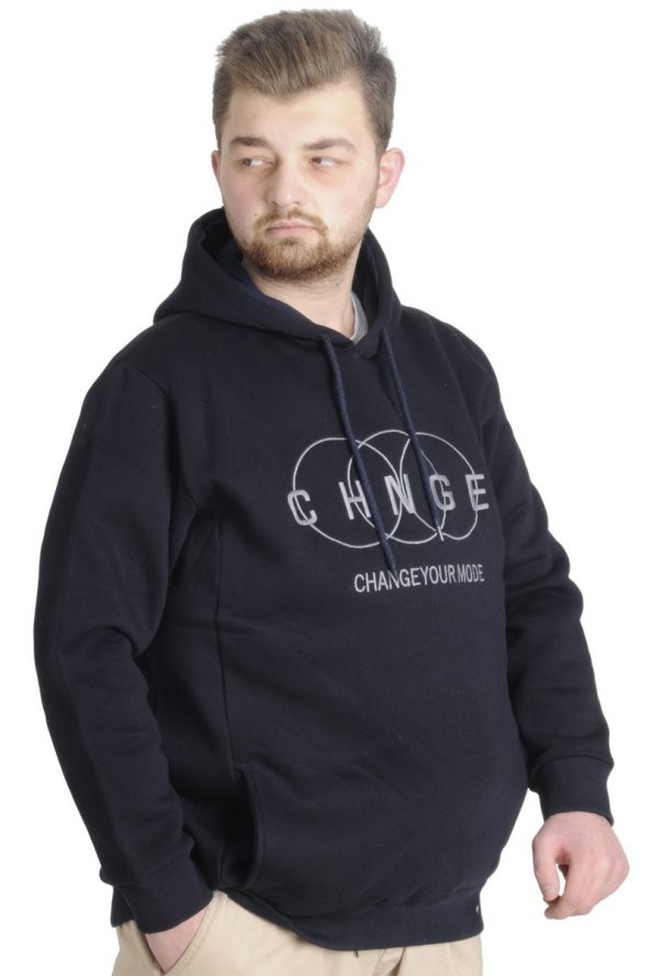 Mode XL Erkek Sweat Kapşon Kuplu CHNGE 22518 Lacivert - Resim 2