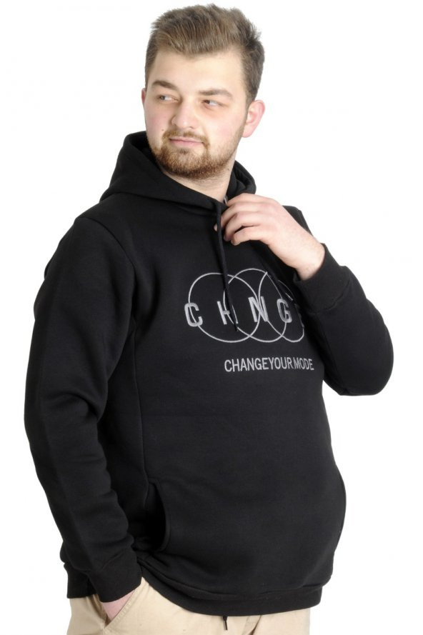 Mode XL Erkek Sweat Kapşon Kuplu CHNGE 22518 Siyah - 3