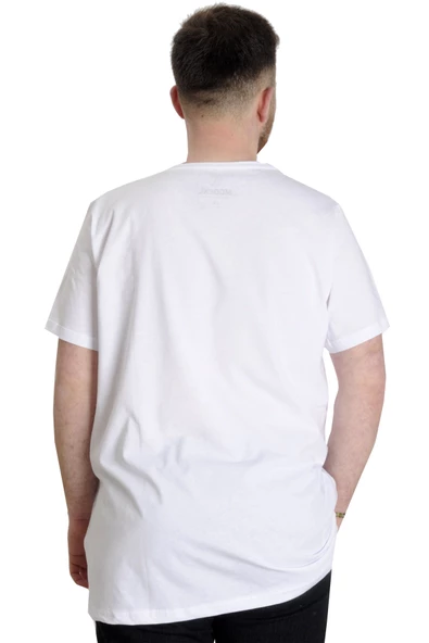 Mode XL Büyük Beden Erkek T-shirt AUTHENTIC 23140 Beyaz - Resim 4