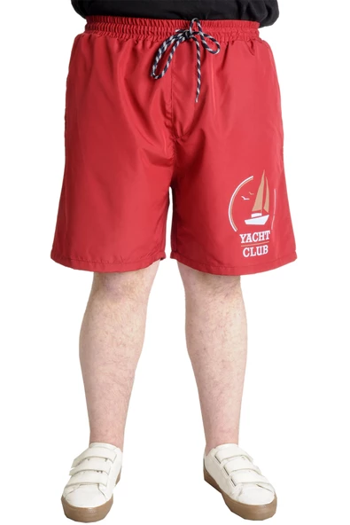 Mode XL Büyük Beden Erkek Deniz Şortu YACHT CLUB 23451 Bordo