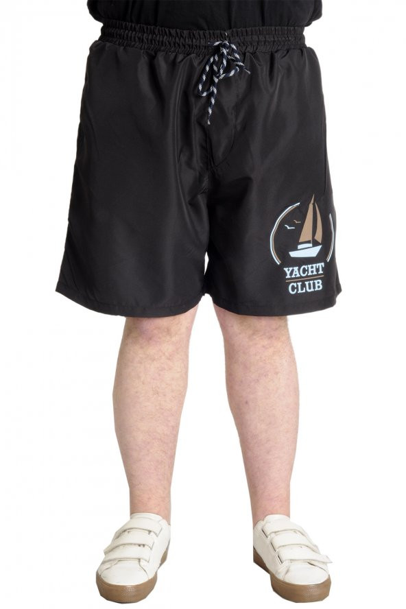 Mode XL Büyük Beden Erkek Deniz Şortu YACHT CLUB 23451 Siyah