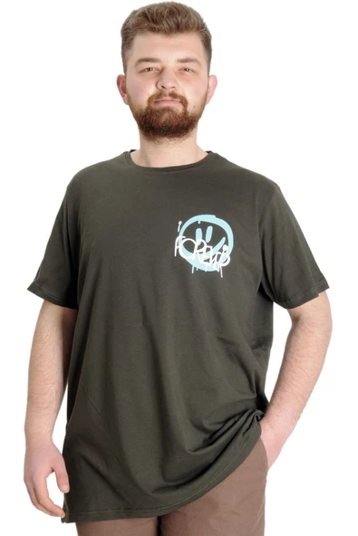 Mode XL Büyük Beden Erkek T-shirt FOREVER 23138 Haki ürün görseli