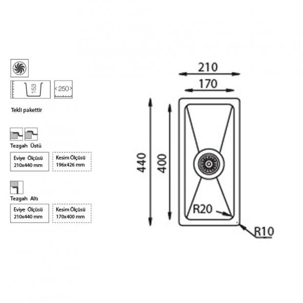 Ukınox Me 171 Tezgah Altı Polisajlı Çelik Mutfak Evyesi - 3