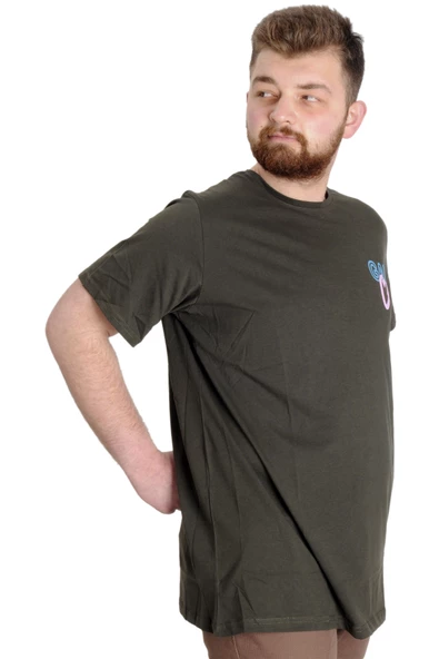 Mode XL Büyük Beden Erkek T-shirt GAME OVER 23130 Haki - Resim 3