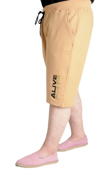 Mode XL Büyük Beden Erkek Kapri ALIVE 23509 Bej - Resim 2