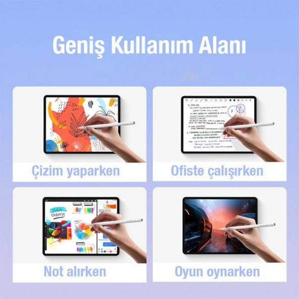 Baseus Led Işıklı Aktif Pasif Vers Avuç İçi Reddetme Şarjlı Kapasitif Stylus Tablet Dokunmatik Kalem - 3
