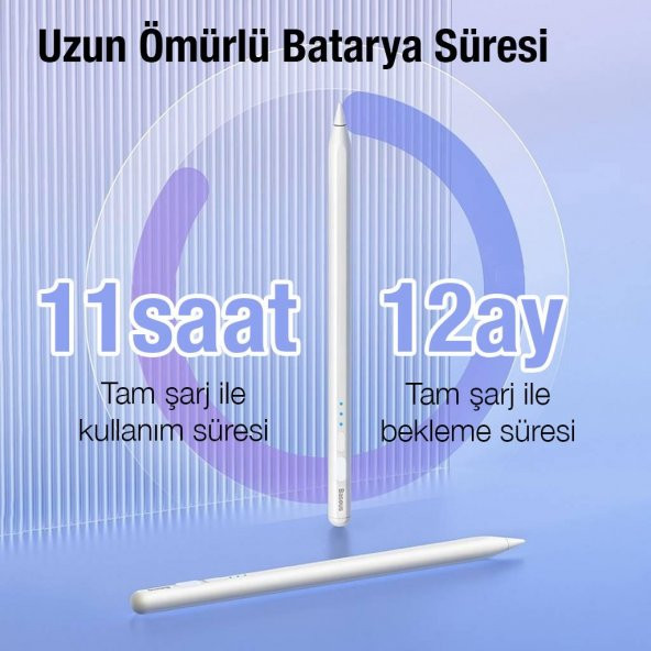 Baseus Led Işıklı Aktif Pasif Vers Avuç İçi Reddetme Şarjlı Kapasitif Stylus Tablet Dokunmatik Kalem - 7