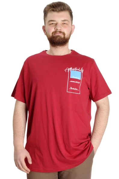 Mode XL Büyük Beden Erkek T-shirt ESTABLISMENT 23139 Bordo - 1