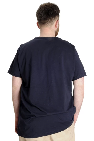 Mode XL Büyük Beden Erkek T-shirt FOREVER 23138 Lacivert - 4