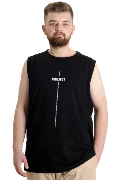 Mode XL Büyük Beden Erkek Atlet PROJECT 23004 Siyah