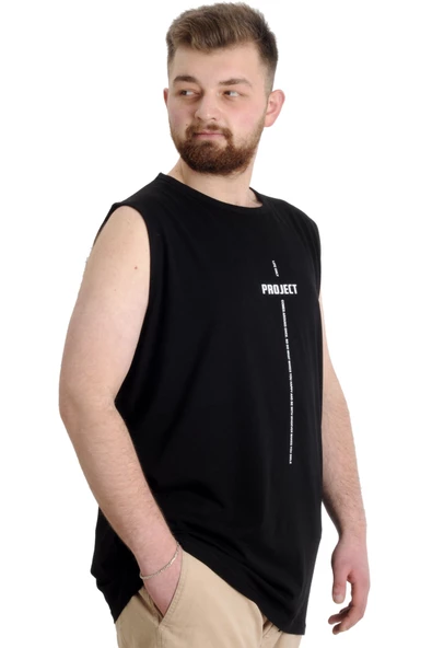 Mode XL Büyük Beden Erkek Atlet PROJECT 23004 Siyah - 3