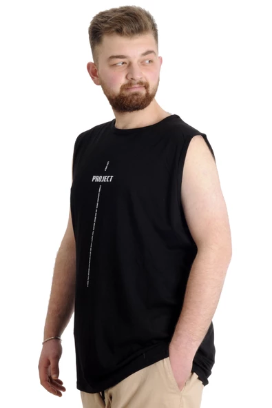Mode XL Büyük Beden Erkek Atlet PROJECT 23004 Siyah - 2