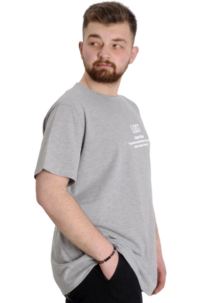 Mode XL Büyük Beden Erkek T-shirt LOST 23129 Grimelanj - Resim 3