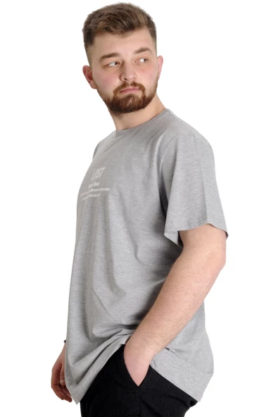 Mode XL Büyük Beden Erkek T-shirt LOST 23129 Grimelanj - Resim 4