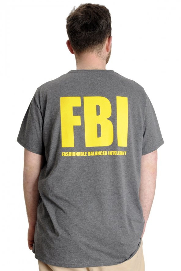 Mode XL Büyük Beden Erkek T-shirt FBI 23127 Antramelanj - 2