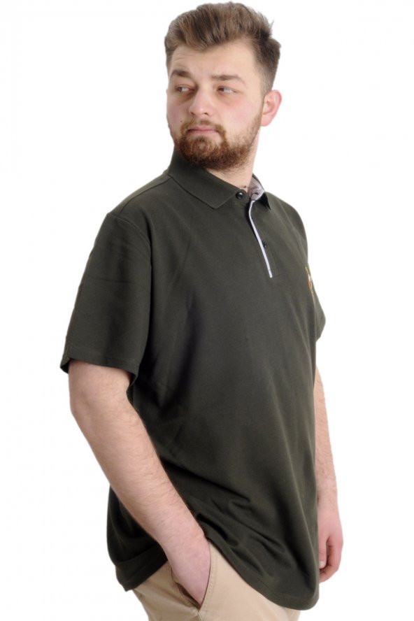 Mode XL Büyük Beden Erkek T-shirt Polo CHOOSE YOUR MODE 23321 Haki - 3