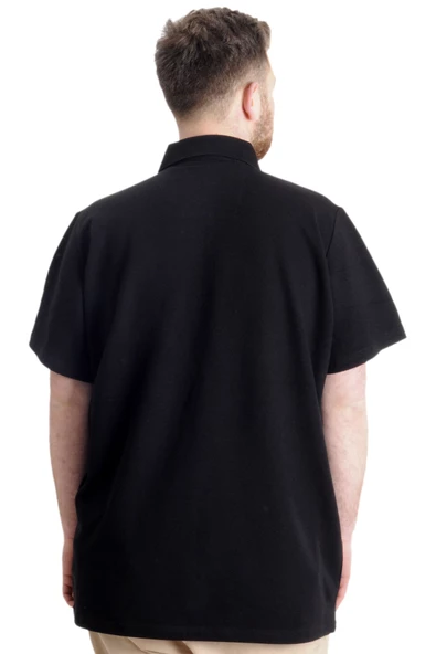 Mode XL Büyük Beden Erkek T-shirt Polo ADVENTURE 23323 Siyah - 4