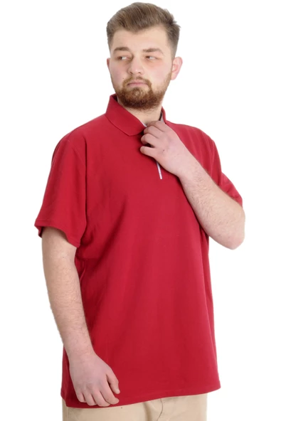 Mode XL Büyük Beden Erkek T-shirt Polo ADVENTURE 23323 Bordo - 3