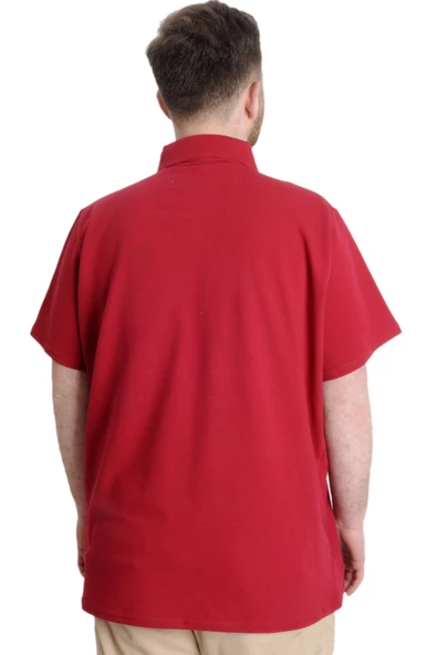 Mode XL Büyük Beden Erkek T-shirt Polo ADVENTURE 23323 Bordo - 4