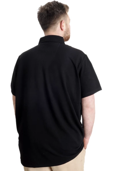 Mode XL Büyük Beden Erkek T-shirt Polo MODE TEAM 23324 Siyah - Resim 4