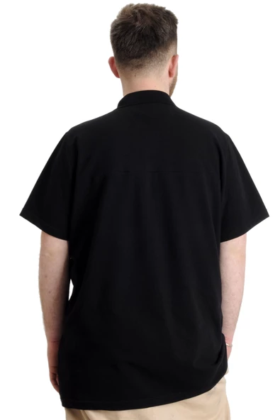 Mode XL Büyük Beden Erkek T-shirt Polo CHNGYRMD 23328 Siyah - 4