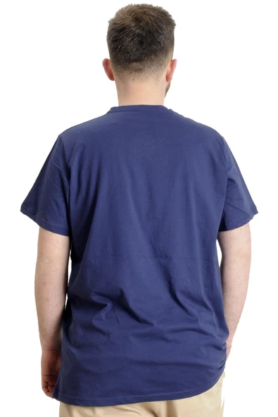 Mode XL Büyük Beden Erkek V Yaka T-shirt ALLIGATOR 23033 İndigo - 4
