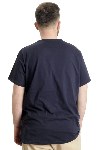 Mode XL Büyük Beden Erkek V Yaka T-shirt JUST 23032 Lacivert - 4