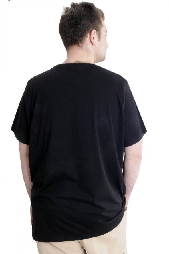 Mode XL Büyük Beden Erkek T-shirt NO MORE 23117 Siyah - 4