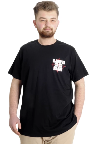 Mode XL Büyük Beden Erkek T-shirt LIVE OR DIE 23124 Siyah - 1