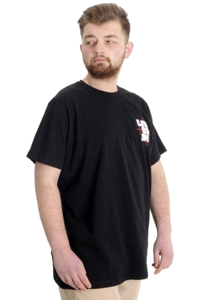 Mode XL Büyük Beden Erkek T-shirt LIVE OR DIE 23124 Siyah - 4