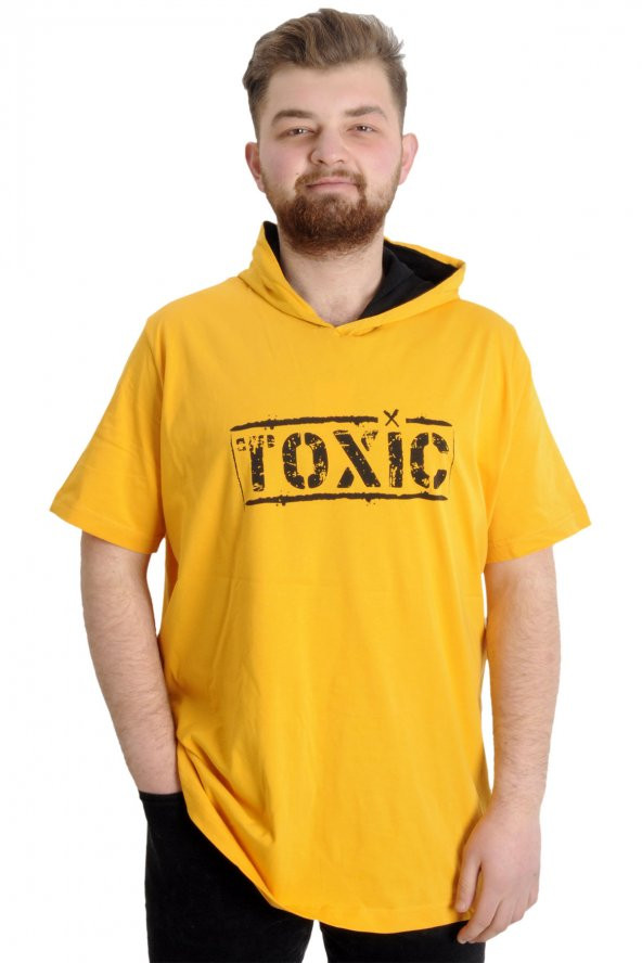 Mode XL Büyük Beden Erkek T-shirt Kapşonlu TOXIC 23119 Hardal ürün görseli 1