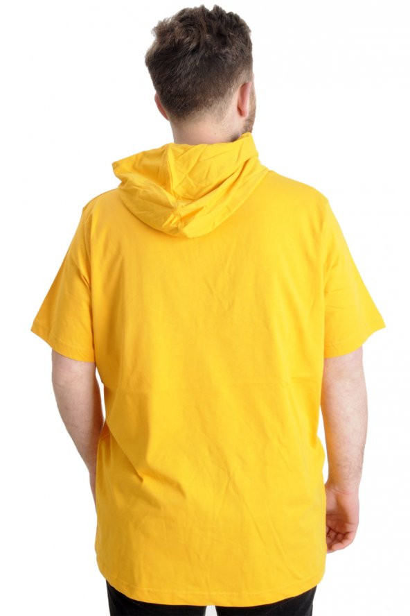 Mode XL Büyük Beden Erkek T-shirt Kapşonlu TOXIC 23119 Hardal - Resim 4