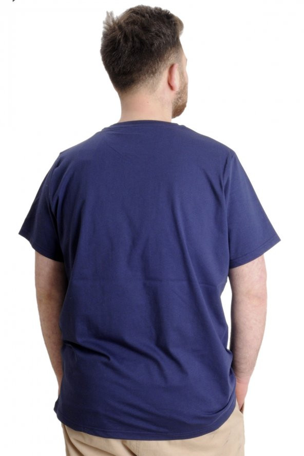 Mode XL Büyük Beden Erkek T-shirt PRINT 23203 İndigo - 4