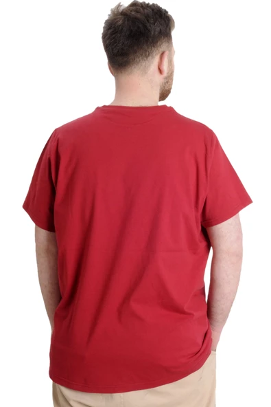 Mode XL Büyük Beden Erkek T-shirt PRINT 23203 Bordo - 4