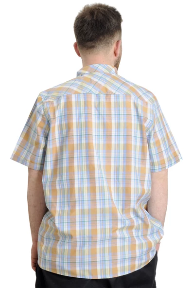 Mode XL Büyük Beden Erkek Gömlek Ekose Kısa Kollu 23301 Yeşil - 4