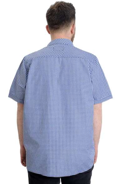 Mode XL Büyük Beden Erkek Gömlek Ekose Kısa Kollu 23301 Siyah - 4