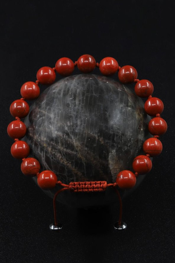 Red Jasper Doğal Taş Makrome Örme Bileklik ürün görseli