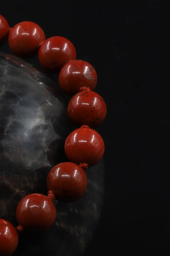 Red Jasper Doğal Taş Makrome Örme Bileklik - Resim 2