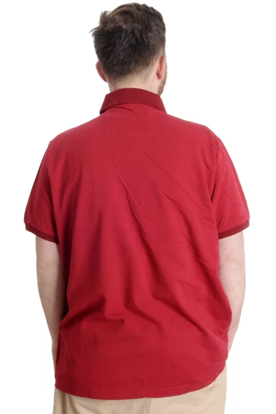 Mode XL Büyük Beden Erkek T-shirt Polo INDUSTRY 23316 Bordo - 4
