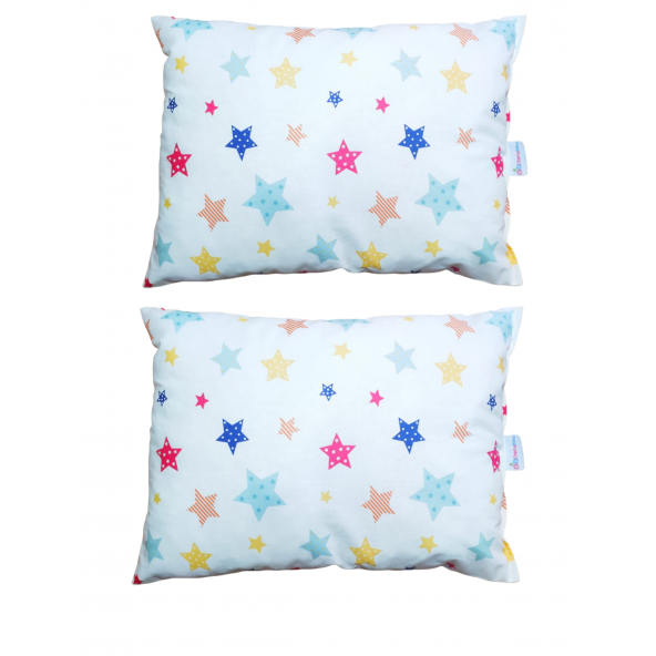 Yastık 2 Adet Bebek Çocuk 30x40 Cm %100 Pamuk Kumaş Renkli Yıldızlar