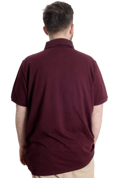 Mode XL Büyük Beden Erkek T-shirt Polo OCEAN JOURNEY 23319 Mürdüm - 4