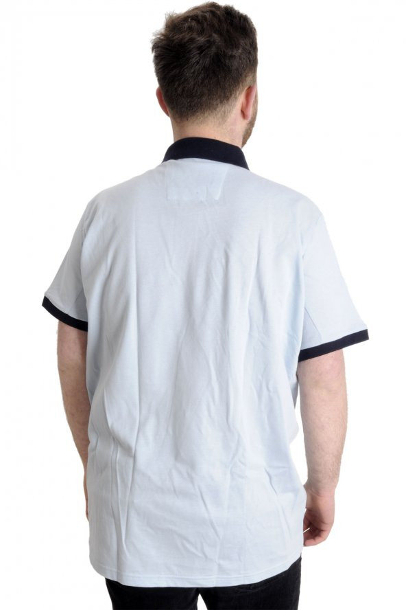 Mode XL Büyük Beden Erkek T-shirt Polo DESING MX 22346 Mavi - 4