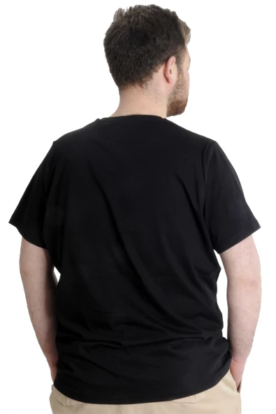 Mode XL Büyük Beden Erkek T-shirt HEADSET 23101 Siyah - 4