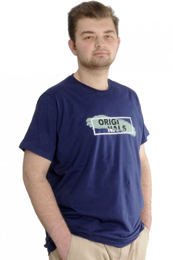 Mode XL Büyük Beden Erkek T-shirt ORIGINALS 23102 İndigo - 2