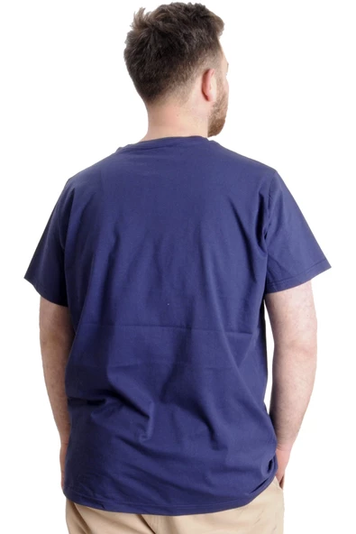Mode XL Büyük Beden Erkek T-shirt CHICAGO 23105 İndigo - Resim 4